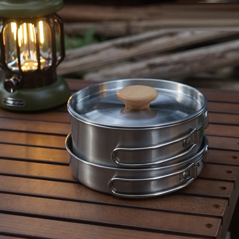Stainless Steel Folding Handle Pot Camping