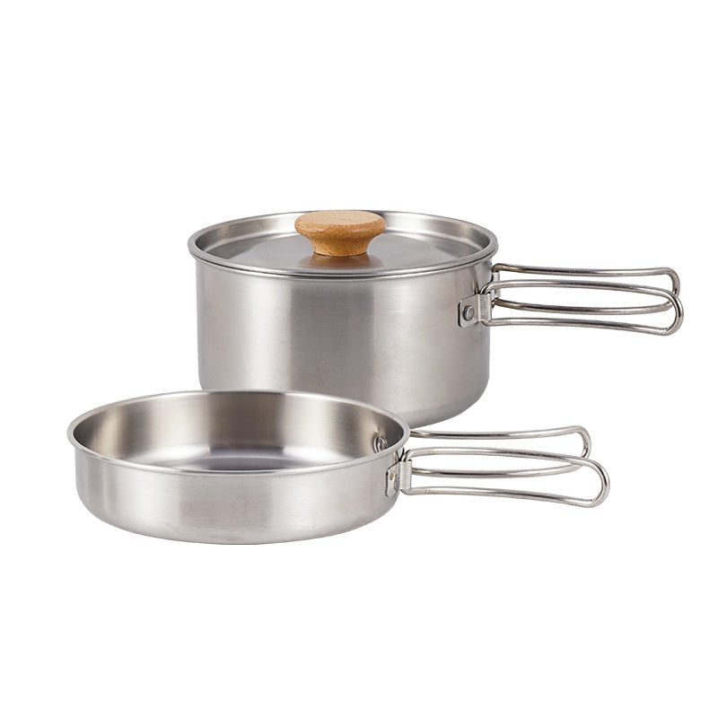 Stainless Steel Folding Handle Pot Camping