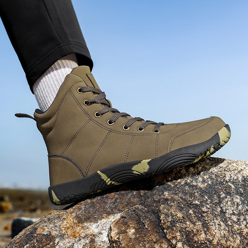 Leather High-top Wide-toe Outdoor Hiking Shoes