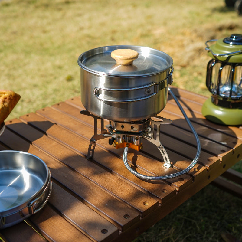 Stainless Steel Folding Handle Pot Camping
