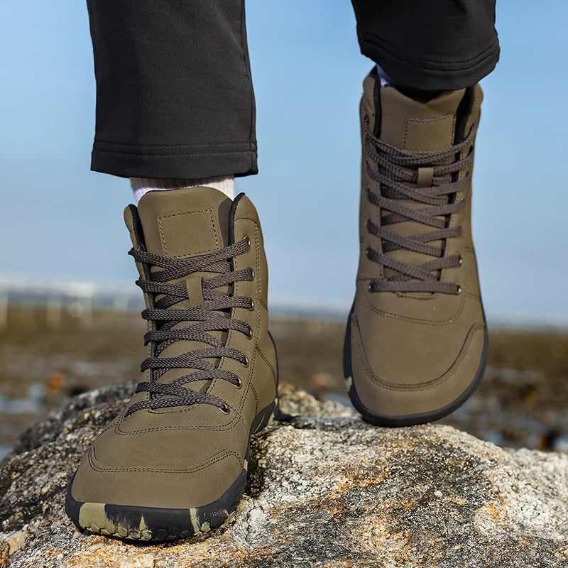 Leather High-top Wide-toe Outdoor Hiking Shoes