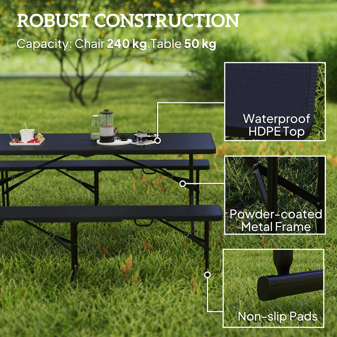 Outdoor Folding Picnic Table And Bench Set