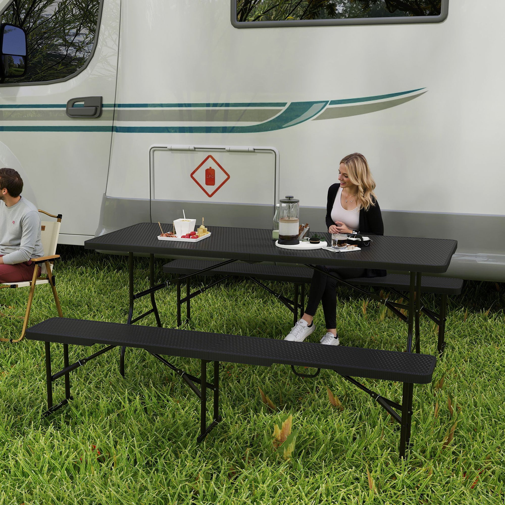 Outdoor Folding Picnic Table And Bench Set