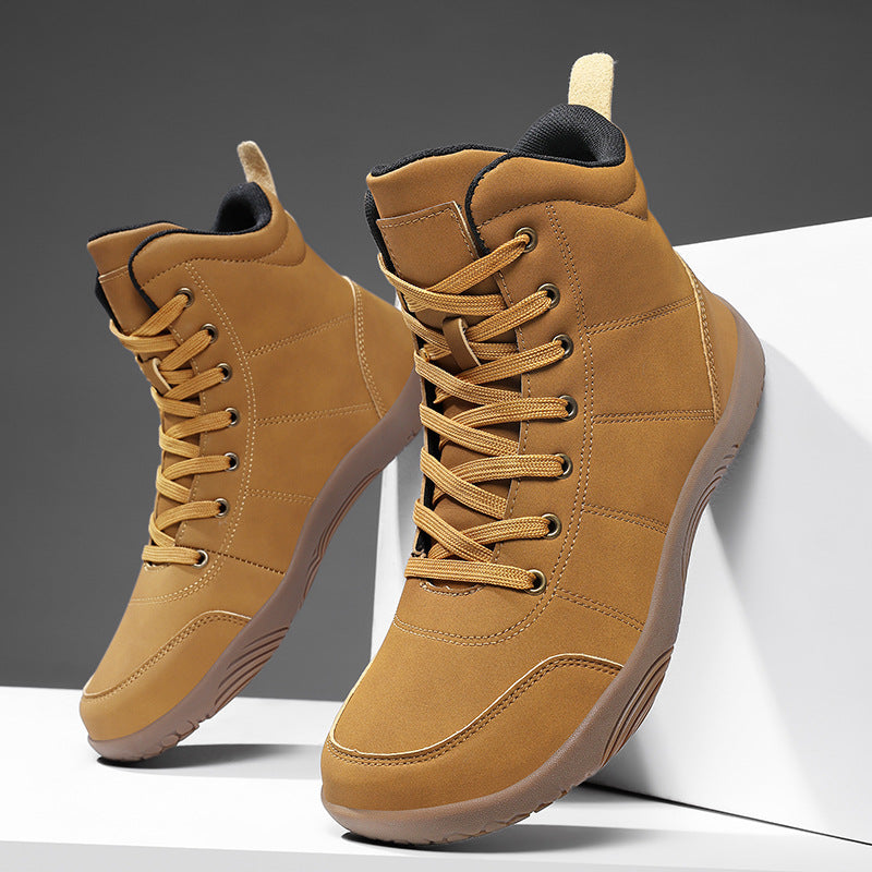 Leather High-top Wide-toe Outdoor Hiking Shoes