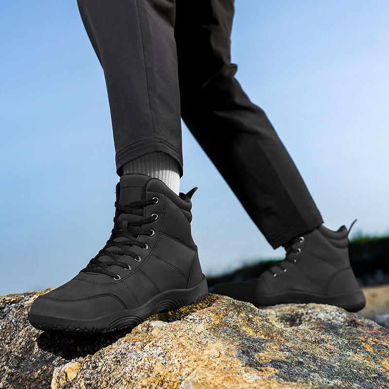Leather High-top Wide-toe Outdoor Hiking Shoes